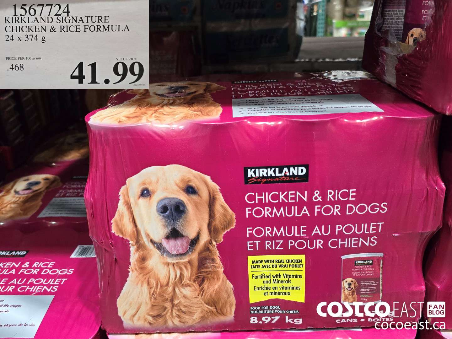 1567724 KIRKLAND SIGNATURE CHICKEN AND RICE FORMULA 24 X 374 G $41.99