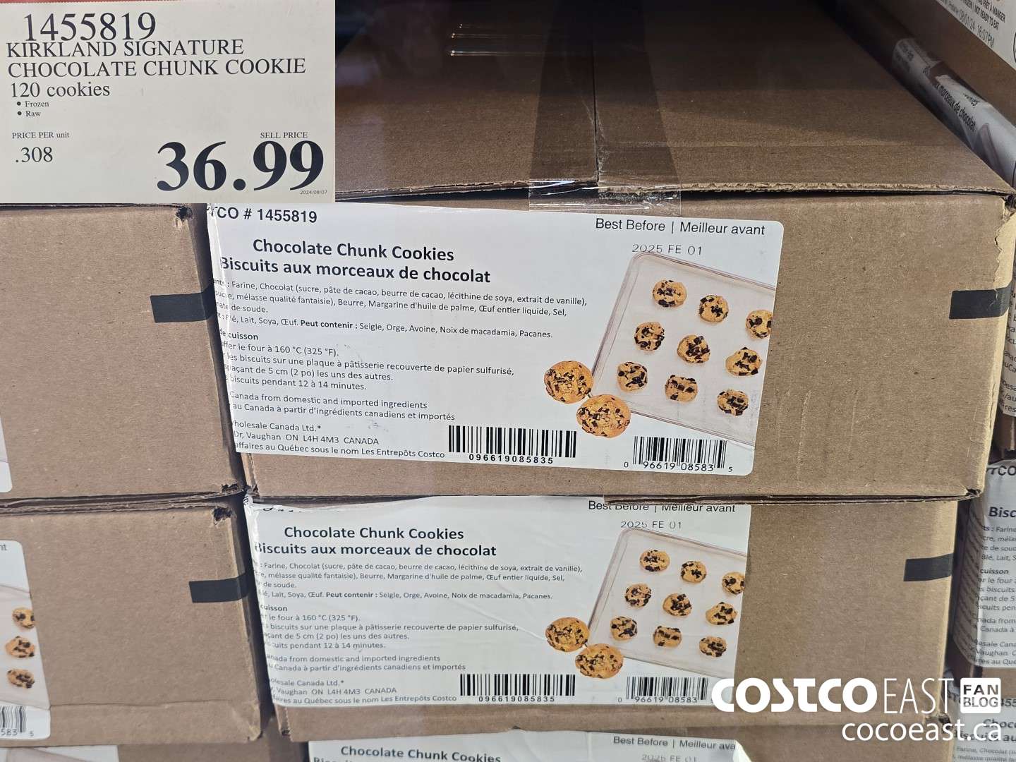 1455819 KIRKLAND SIGNATURE CHOCOLATE CHUNK COOKIE 120 COOKIES $36.99