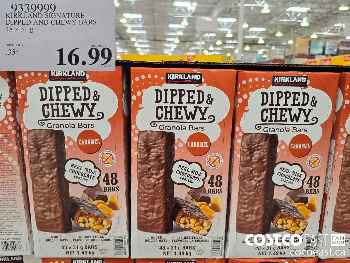 9339999 KIRKLAND SIGNATURE DIPPED AND CHEWY BARS 48x 31g $16.99