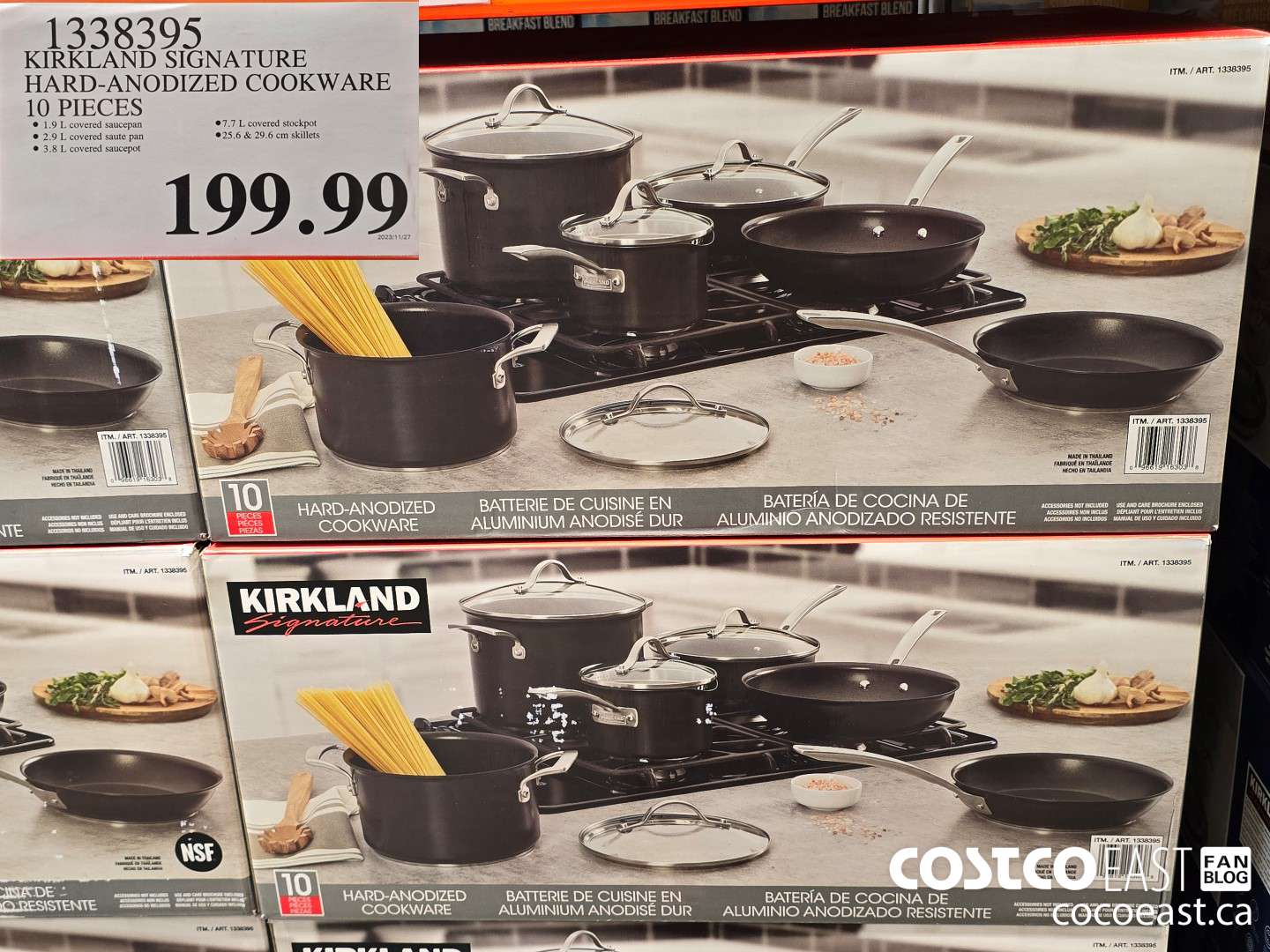 1338395 KIRKLAND SIGNATURE HARD-ANODIZED COOKWARE 10 PIECES $199.99