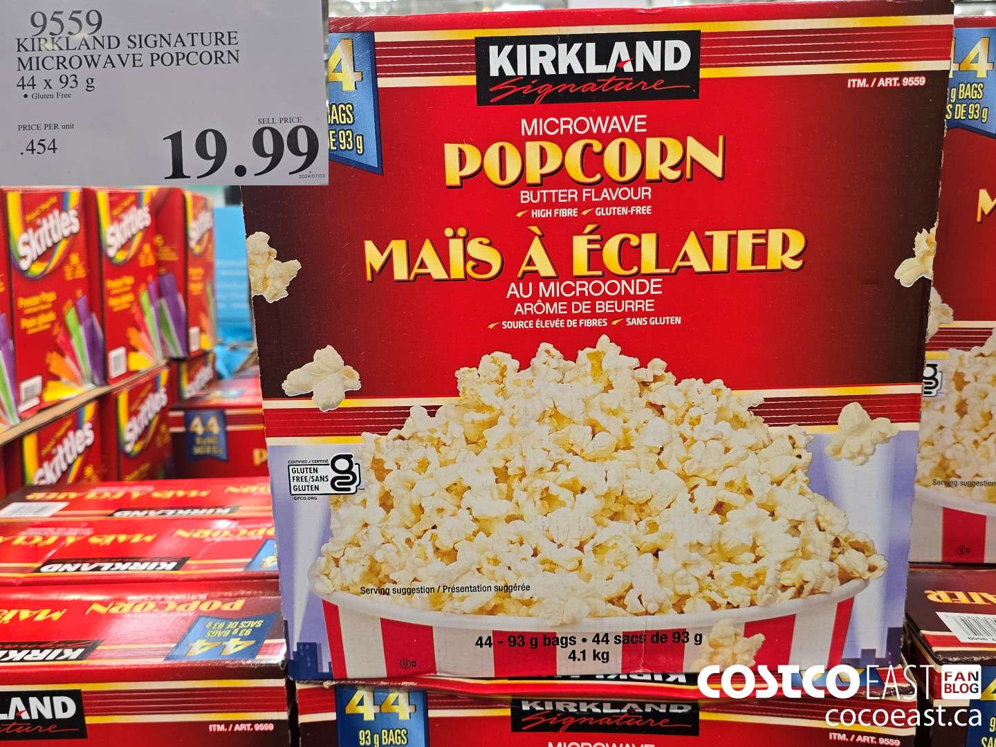 9559 KIRKLAND SIGNATURE MICROWAVE POPCORN 44 x 93 G $19.99