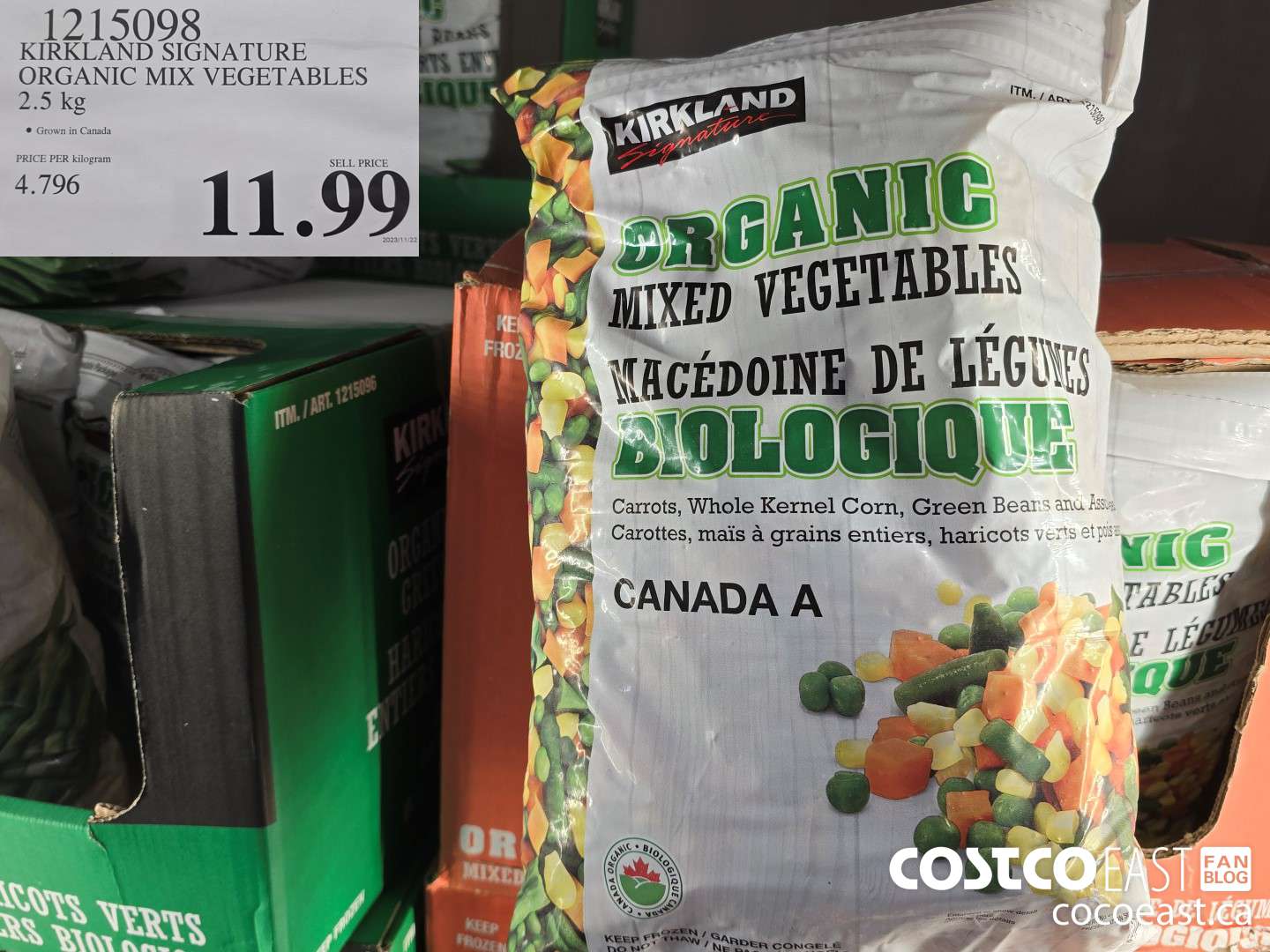 1215098 KIRKLAND SIGNATURE ORGANIC MIX VEGETABLES 2.5 KG $11.99