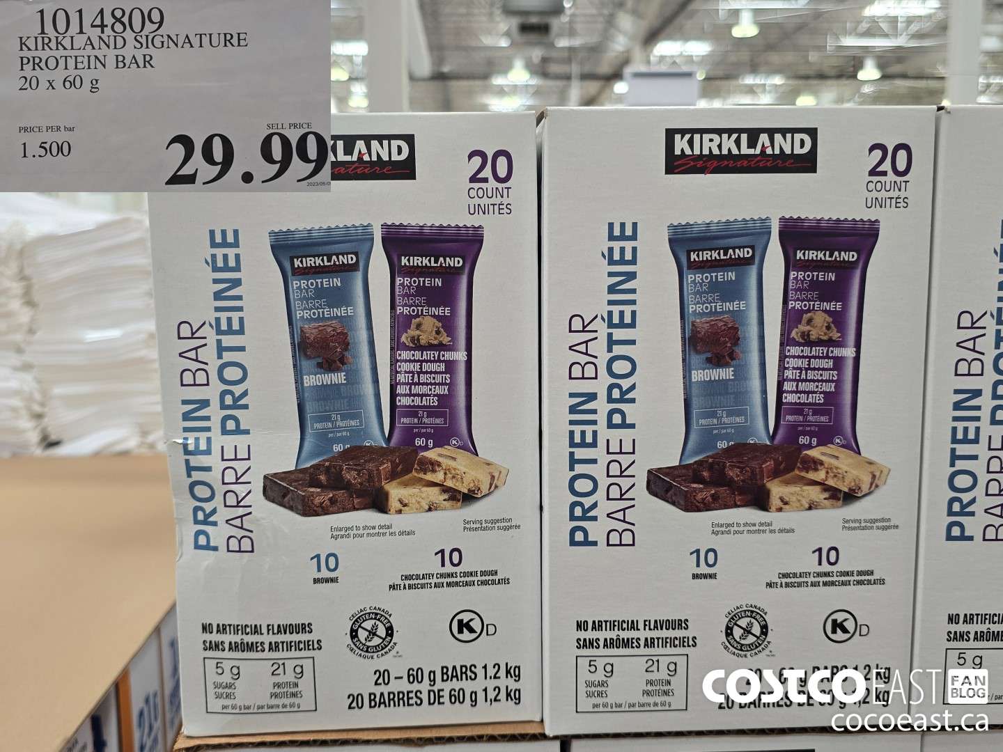 1014809 KIRKLAND SIGNATURE PROTEIN BAR 20 x 60 g $29.99