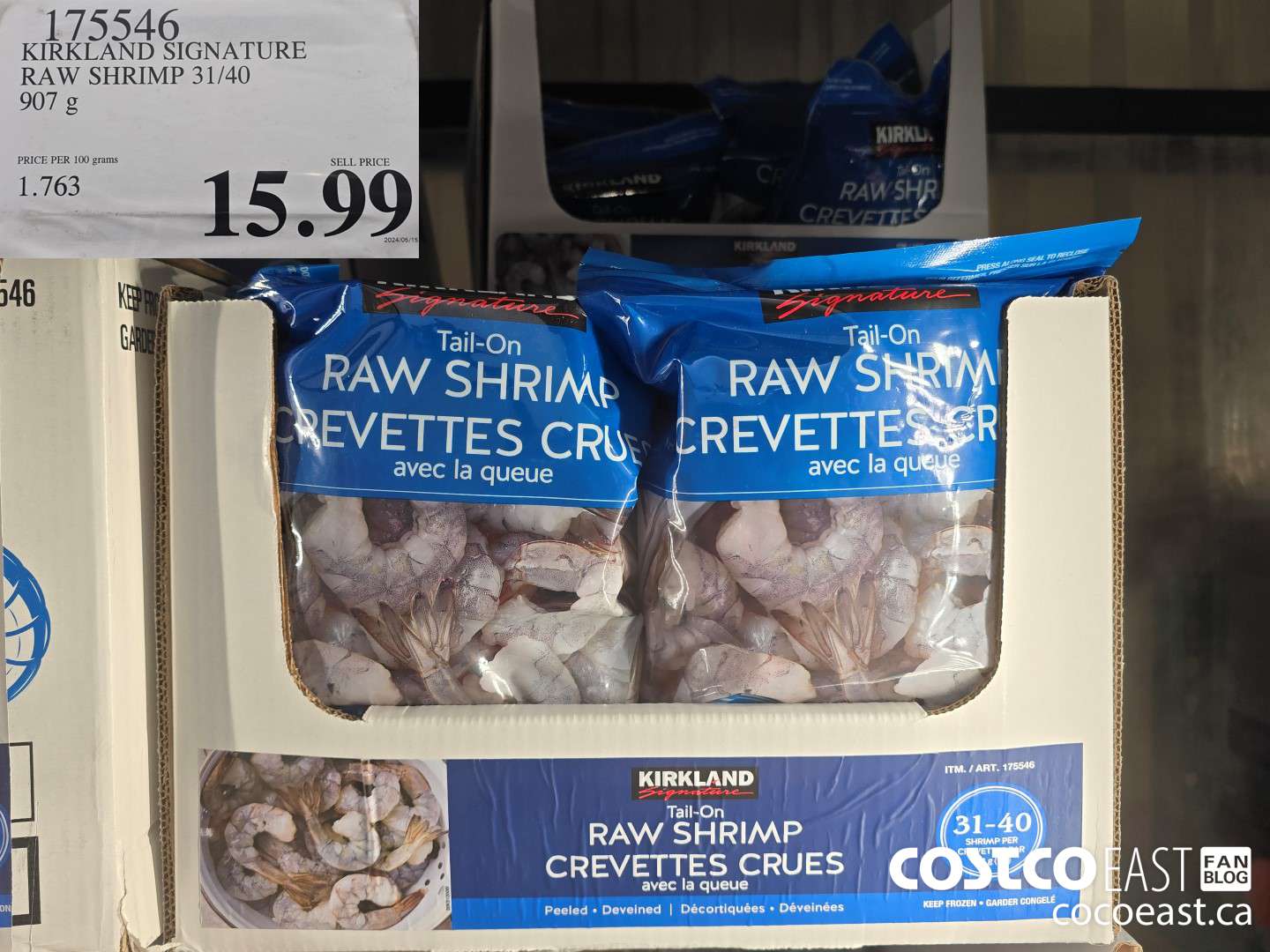 175546 KIRKLAND SIGNATURE RAW SHRIMP 31/40 907 g $15.99