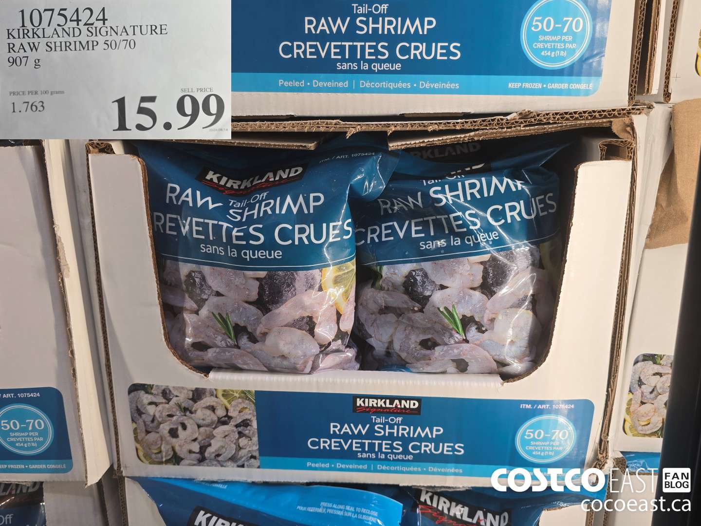 1075424 KIRKLAND SIGNATURE RAW SHRIMP 50/70 907 g $15.99
