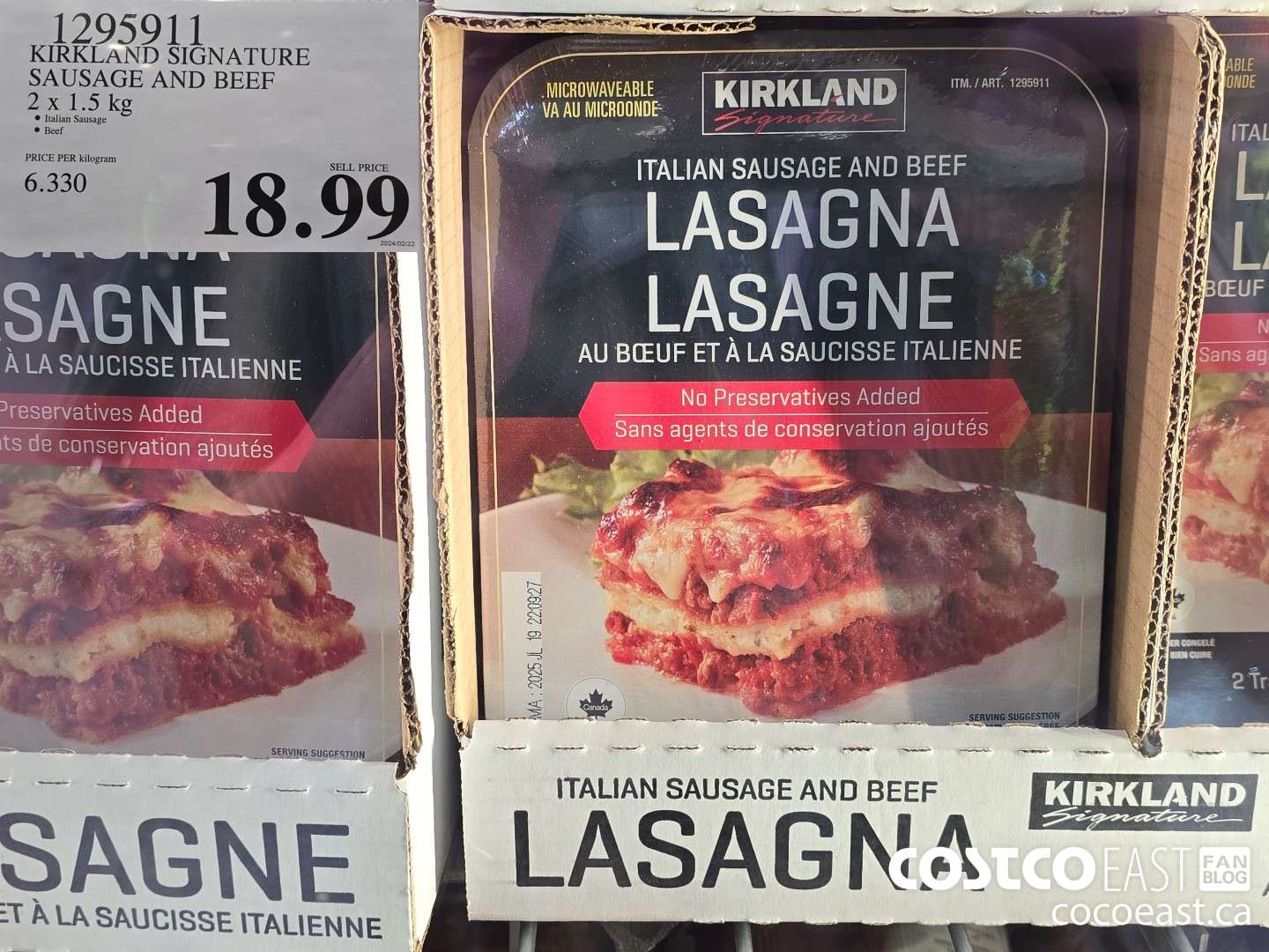 1295911 KIRKLAND SIGNATURE SAUSAGE AND BEEF 2 X 1.5KG $18.99