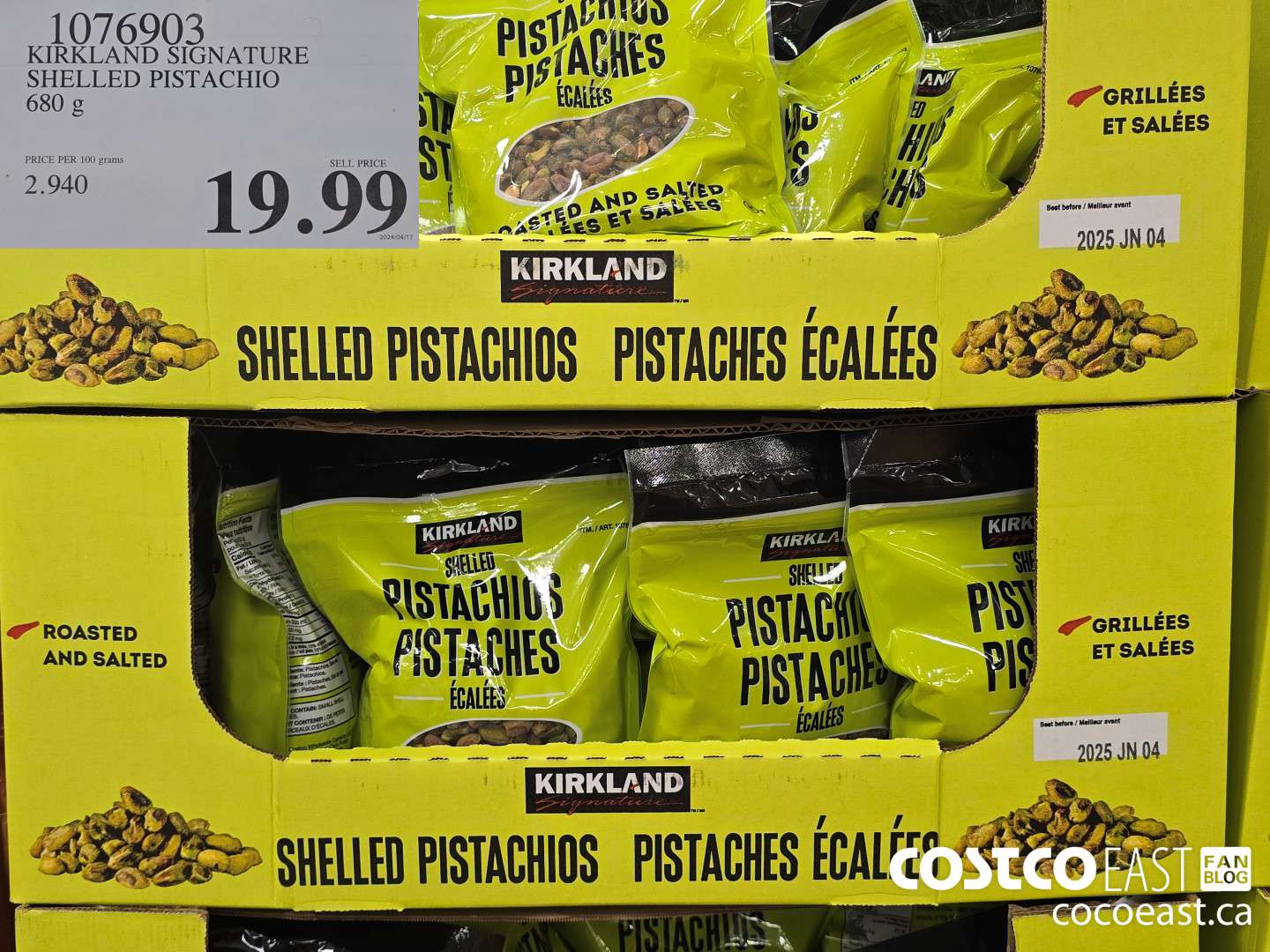 1076903 KIRKLAND SIGNATURE SHELLED PISTACHIO 680 G $19.99