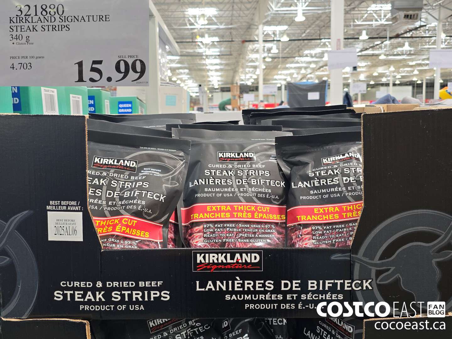 321880 KIRKLAND SIGNATURE STEAK STRIPS 340 g $15.99