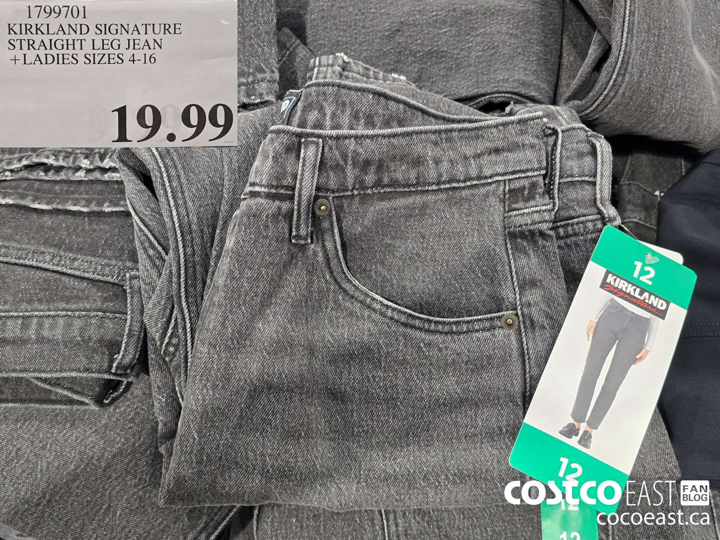 1799701 KIRKLAND SIGNATURE STRAIGHT LEG JEAN + LADIES SIZES 4-16 $19.99