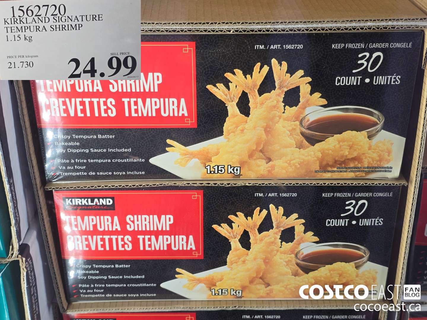 1562720 KIRKLAND SIGNATURE TEMPURA SHRIMP 1.15 KG $24.99