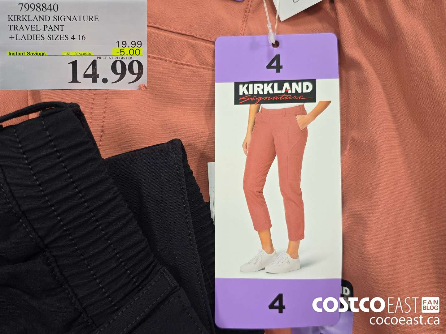 7998840 KIRKLAND SIGNATURE TRAVEL PANT +LADIES SIZES 4-16 ($5.00 INSTANT SAVINGS EXPIRES ON 2024-08-04) $14.99