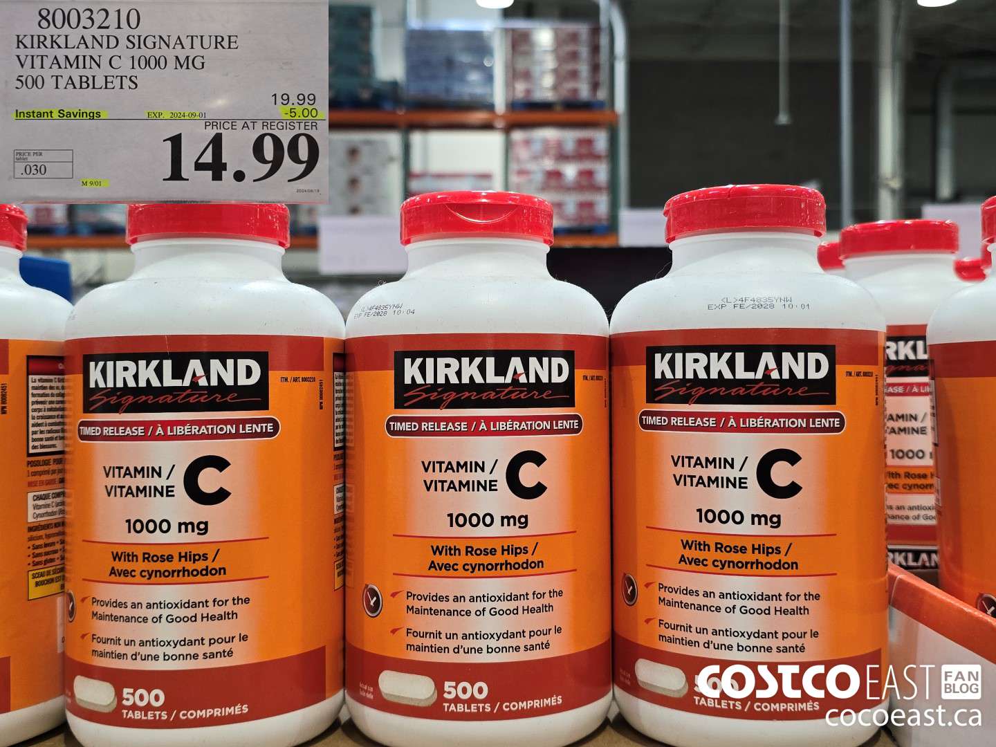 8003210 KIRKLAND SIGNATURE VITAMIN C 1000 MG 500 TABLETS ($5.00 INSTANT SAVINGS EXPIRES ON 2024-09-01) $14.99