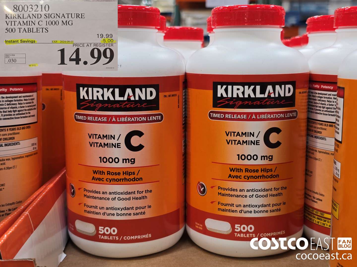 8003210 KIRKLAND SIGNATURE VITAMIN C 1000 MG 500 TABLETS ($5.00 INSTANT SAVINGS EXPIRES ON 2024-09-01) $14.99