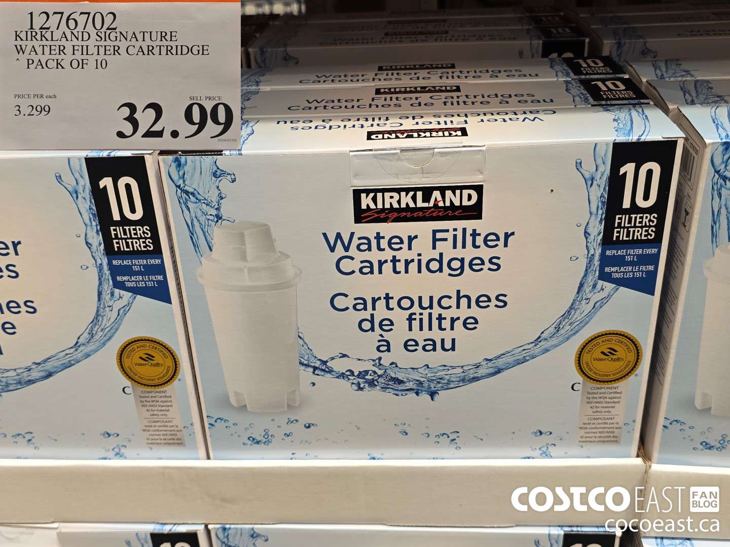 1276702 KIRKLAND SIGNATURE WATER FILTER CARTRIDGE PACK OF 10 $32.99