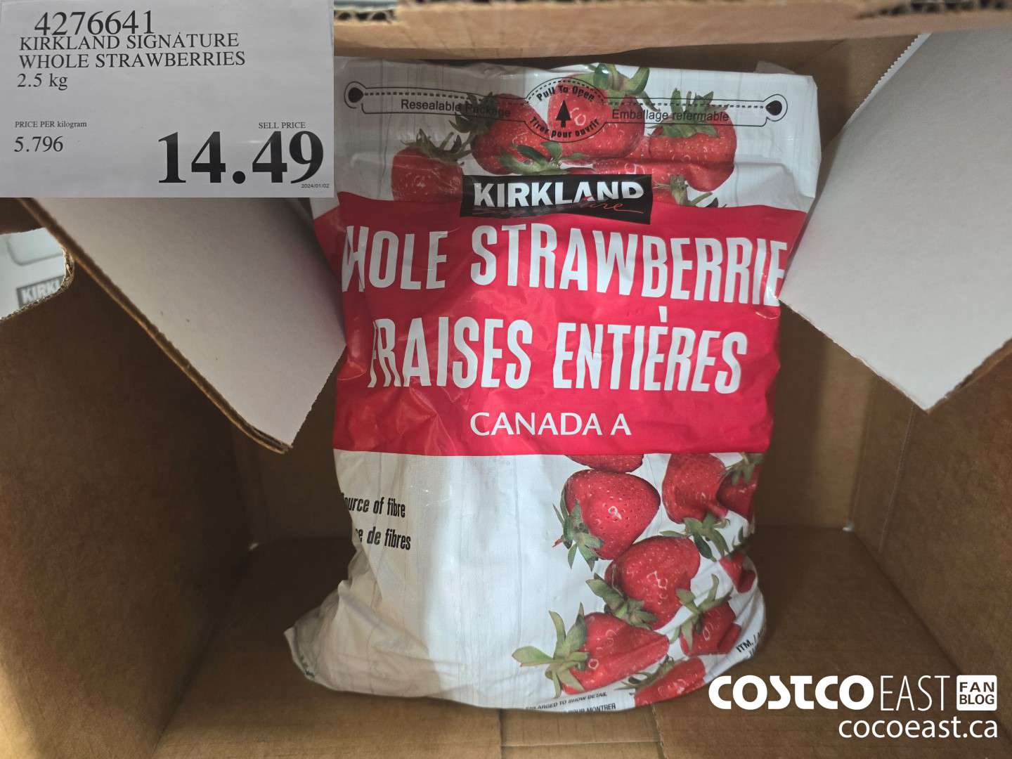 4276641 KIRKLAND SIGNATURE WHOLE STRAWBERRIES 2.5 kg $14.49