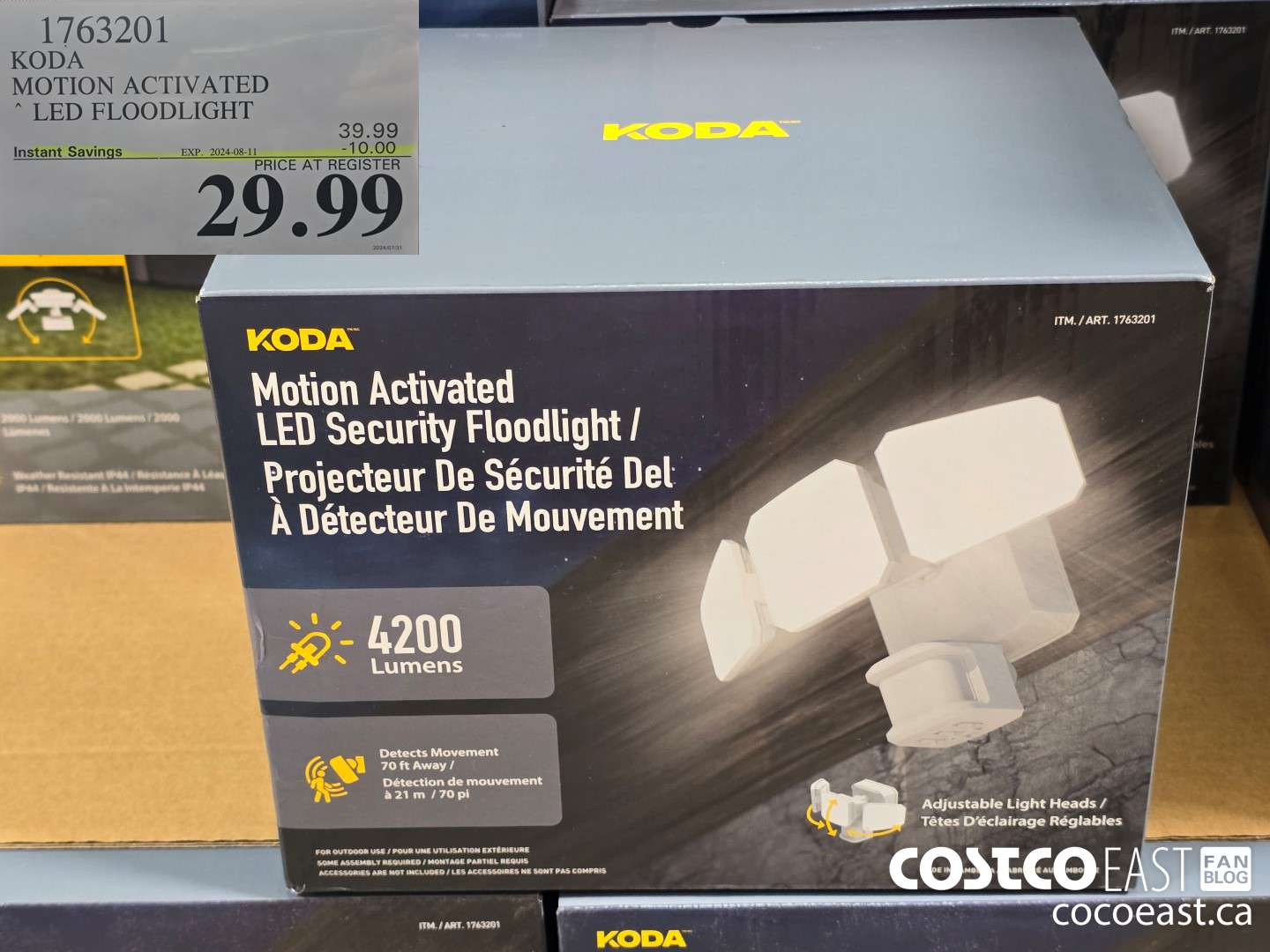 1763201 KODA MOTION ACTIVATED LED FLOODLIGHT ($10.00 INSTANT SAVINGS EXPIRES ON 2024-08-11) $29.99