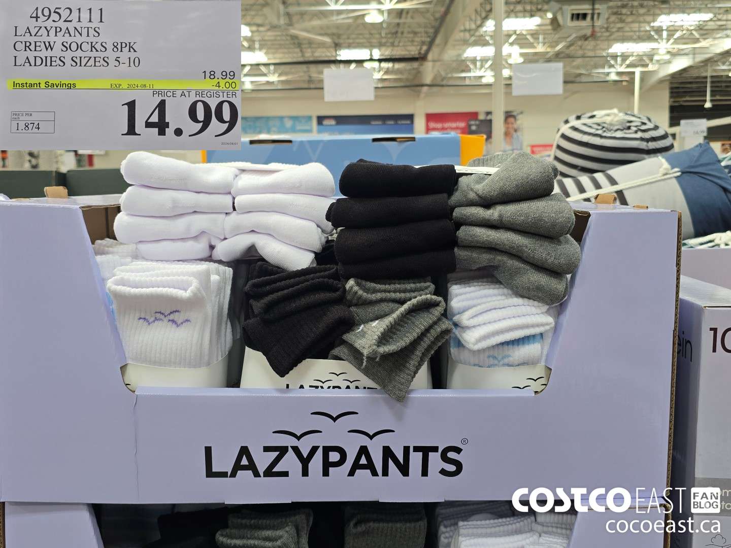 4952111 LAZYPANTS CREW SOCKS 8PK LADIES SIZES 5-10 ($4.00 INSTANT SAVINGS EXPIRES ON 2024-08-11) $14.99