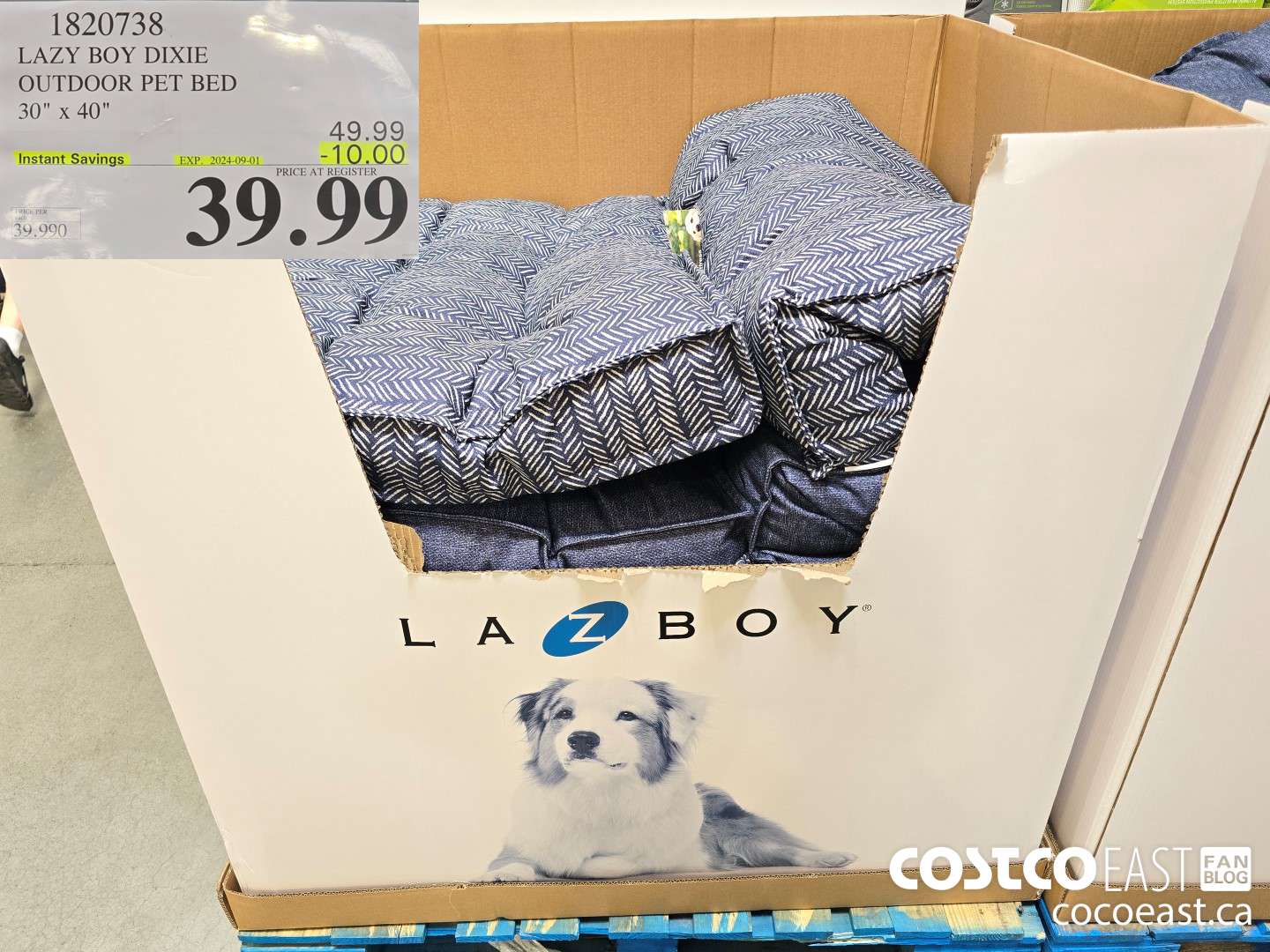 1820738 LAZY BOY DIXIE OUTDOOR PET BED 30