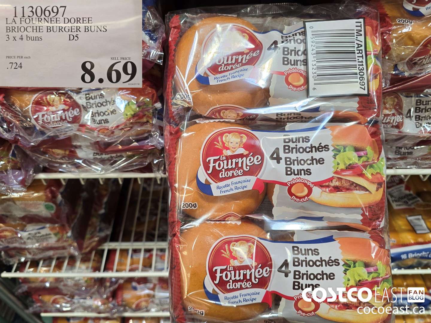 1130697 LA FOURNEE DOREE BRIOCHE BURGER BUNS 3 x 4 BUNS $8.69