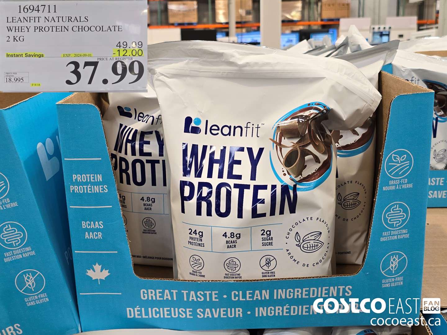 1694711 LEANFIT NATURALS WHEY PROTEIN CHOCOLATE 2KG ($12.00 INSTANT SAVINGS EXPIRES ON 2024-09-01) $37.99