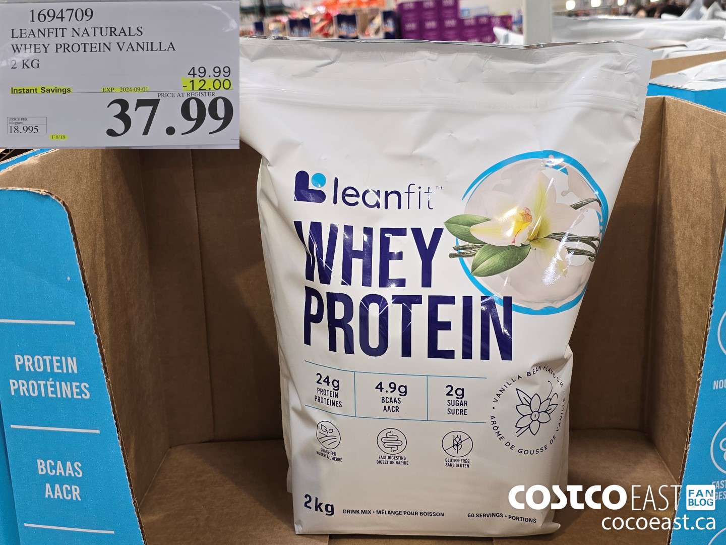 1694709 LEANFIT NATURALS WHEY PROTEIN VANILLA 2KG ($12.00 INSTANT SAVINGS EXPIRES ON 2024-09-01) $37.99