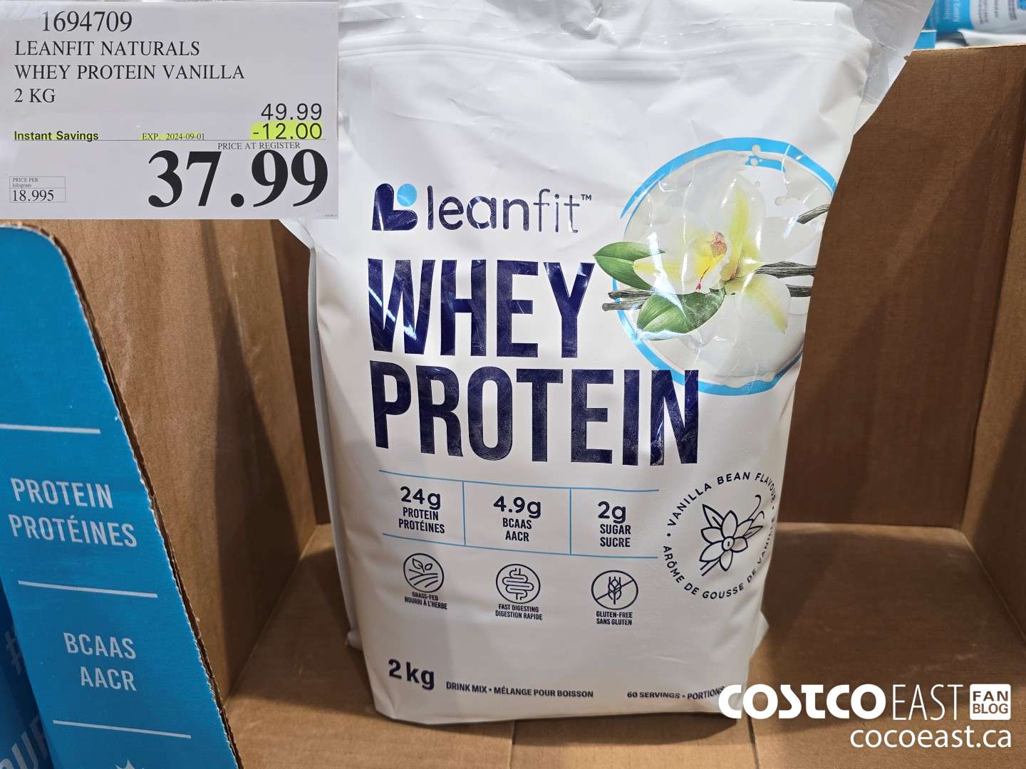 1694709 LEANFIT NATURALS WHEY PROTEIN VANILLA 2KG ($12.00 INSTANT SAVINGS EXPIRES ON 2024-09-01) $37.99