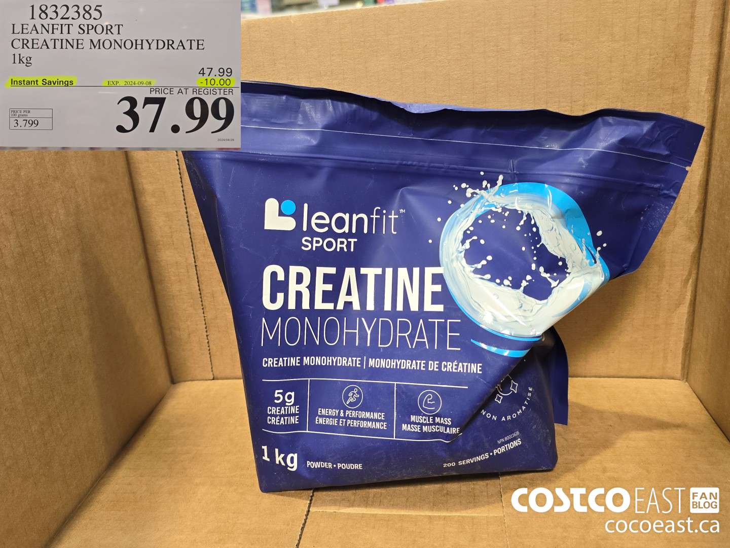 1832385 LEANFIT SPORT CREATINE MONOHYDRATE 1 KG ($10.00 INSTANT SAVINGS EXPIRES ON 2024-09-08) $37.99