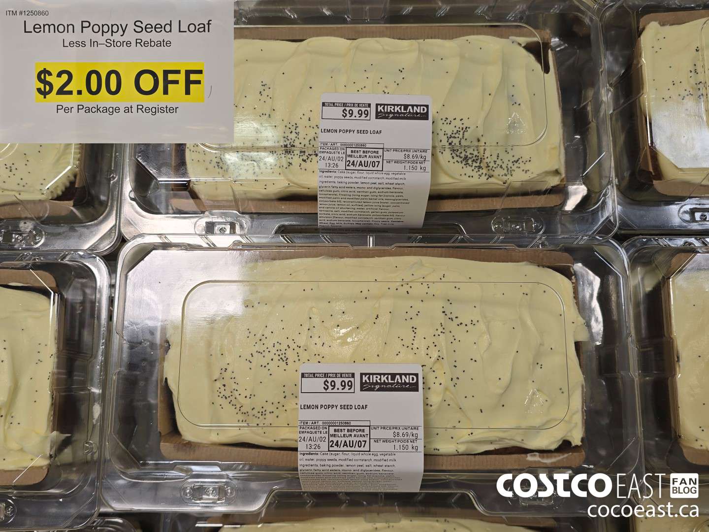 1250860 LEMON POPPY SEED LOAF ($2.00 INSTANT SAVINGS)