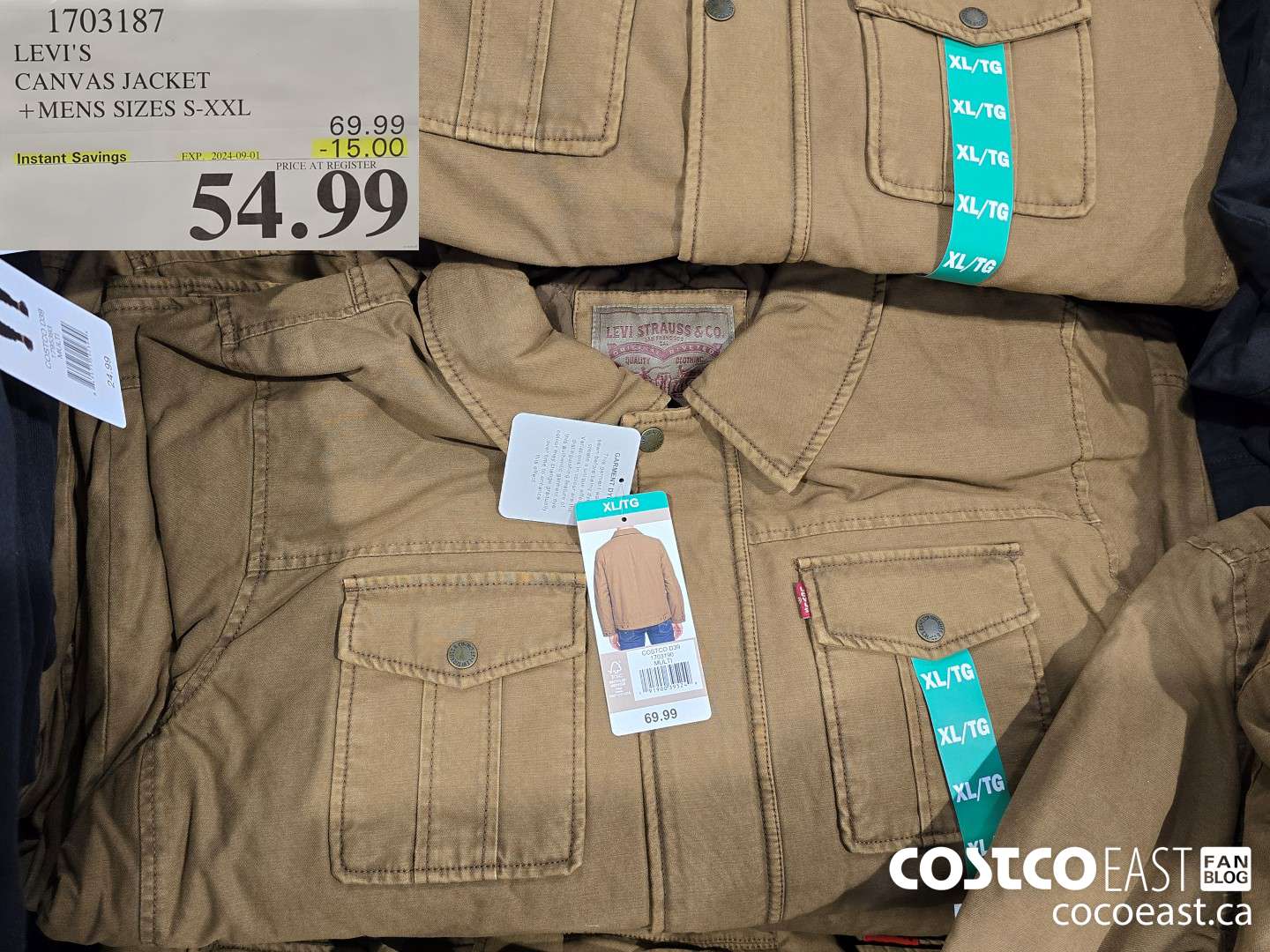 1703187 LEVI'S CANVAS JACKET +MENS SIZES S-XXL ($15.00 INSTANT SAVINGS EXPIRES ON 2024-09-01) $54.99