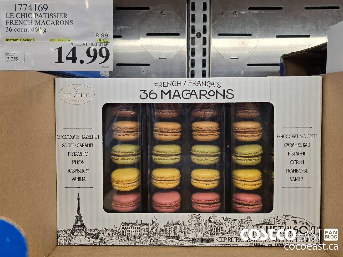 1774169 LE CHIC PATISSIER FRENCH MACARONS 36 count 460 g ($4.00 INSTANT SAVINGS EXPIRES ON 2024-08-18) $14.99