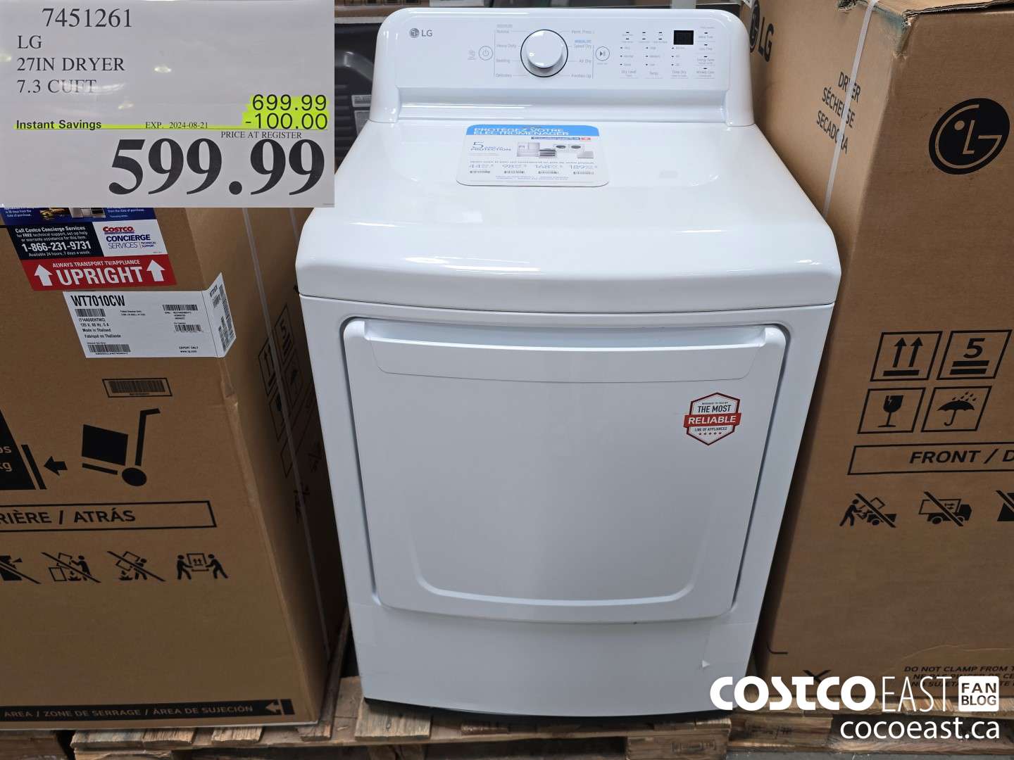 7451261 LG 27IN DRYER 7.3 CUFT ($100.00 INSTANT SAVINGS EXPIRES ON 2024-08-21) $599.99