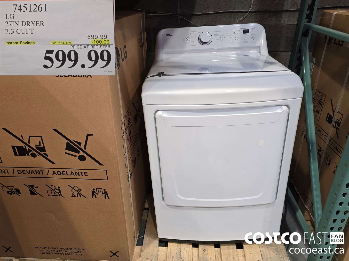 7451261 LG 27IN DRYER 7.3 CUFT ($100.00 INSTANT SAVINGS EXPIRES ON 2024-08-21) $599.99