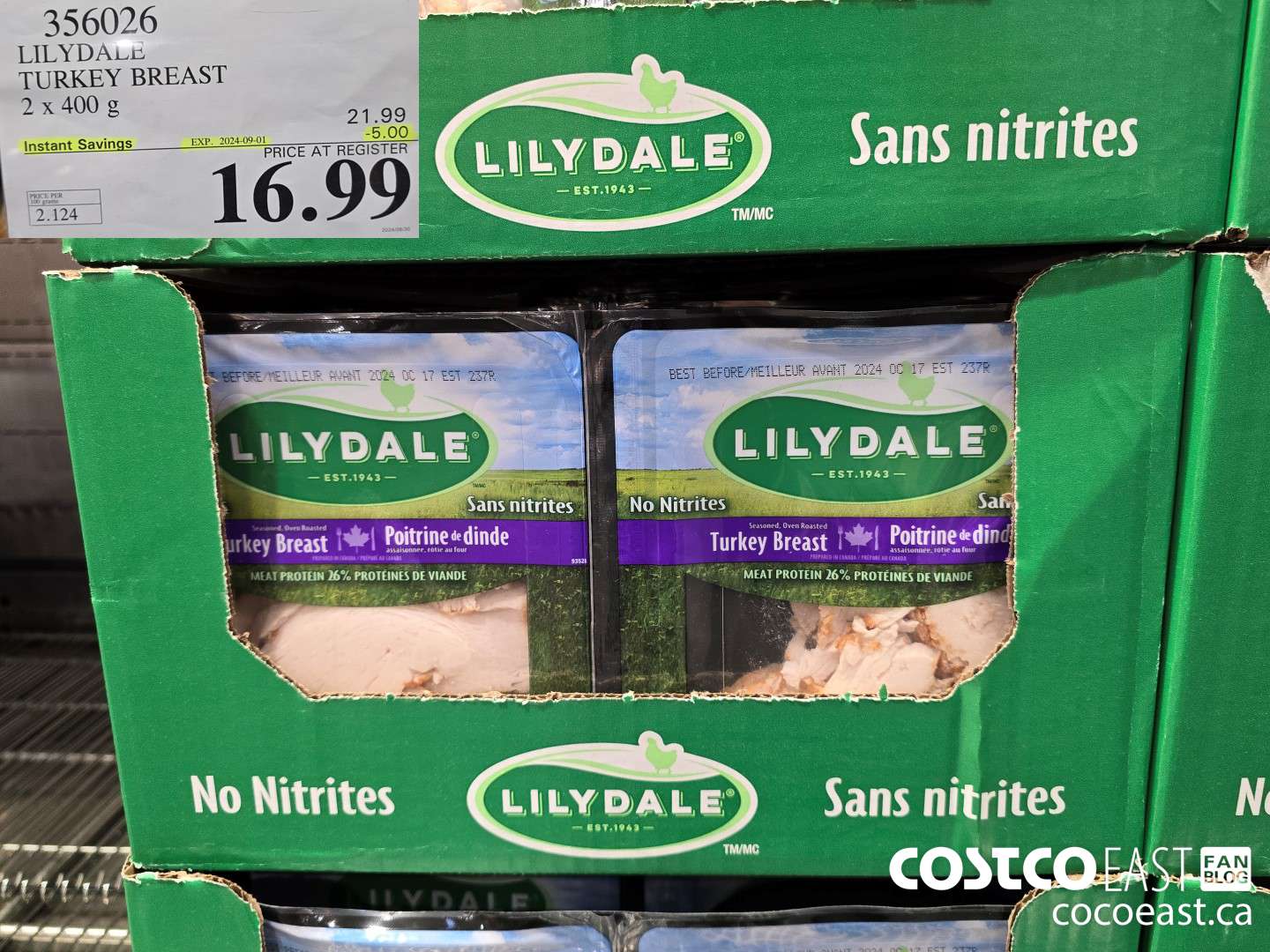 356026 LILYDALE TURKEY BREAST 2 x 400 g ($5.00 INSTANT SAVINGS EXPIRES ON 2024-09-01) $16.99