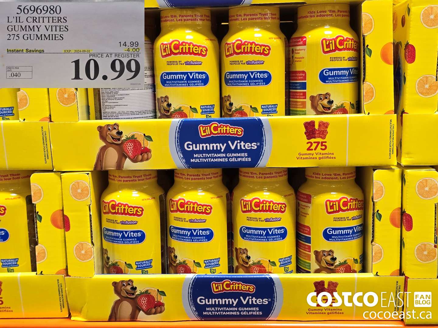 5696980 L'IL CRITTERS GUMMY VITES 275 GUMMIES ($4.00 INSTANT SAVINGS EXPIRES ON 2024-09-01) $10.99