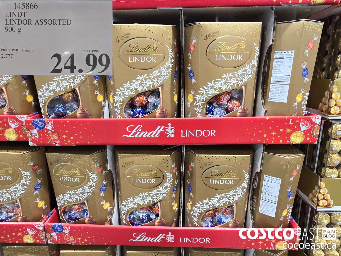 145866 LINDT LINDOR ASSORTED 900 G $24.99