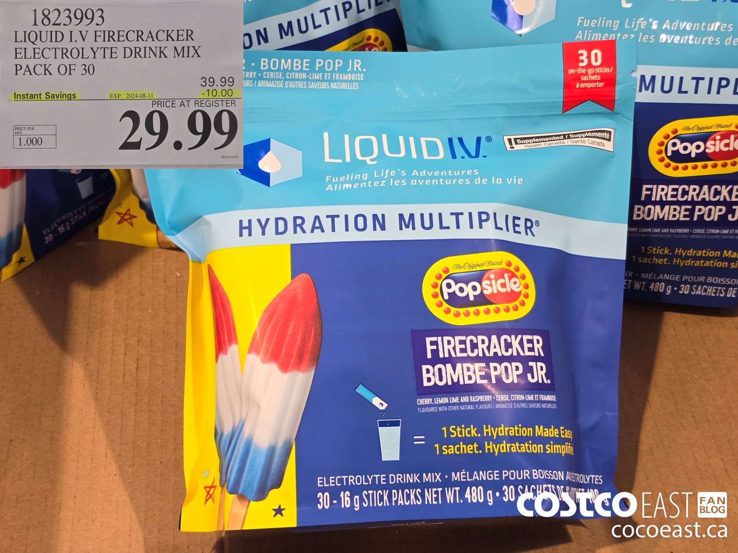 1823993 LIQUID I.V FIRECRACKER ELECTROLYTE DRINK MIX PACK OF 30 ($10.00 INSTANT SAVINGS EXPIRES ON 2024-08-11) $29.99