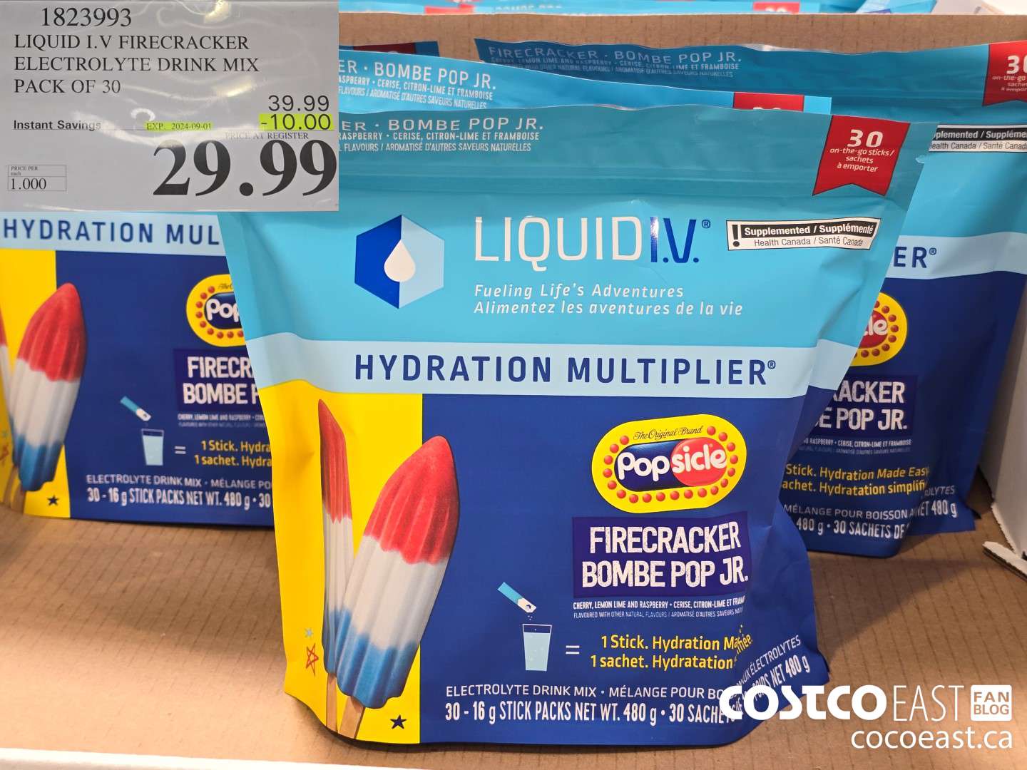 1823993 LIQUID I.V FIRECRACKER ELECTROLYTE DRINK MIX PACK OF 30 ($10.00 INSTANT SAVINGS EXPIRES ON 2024-09-01) $29.99