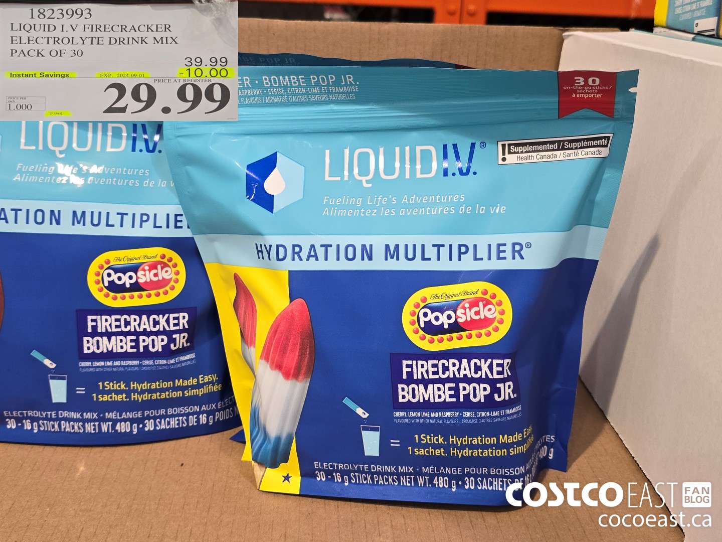 1823993 LIQUID I.V FIRECRACKER ELECTROLYTE DRINK MIX PACK OF 30 ($10.00 INSTANT SAVINGS EXPIRES ON 2024-09-01) $29.99