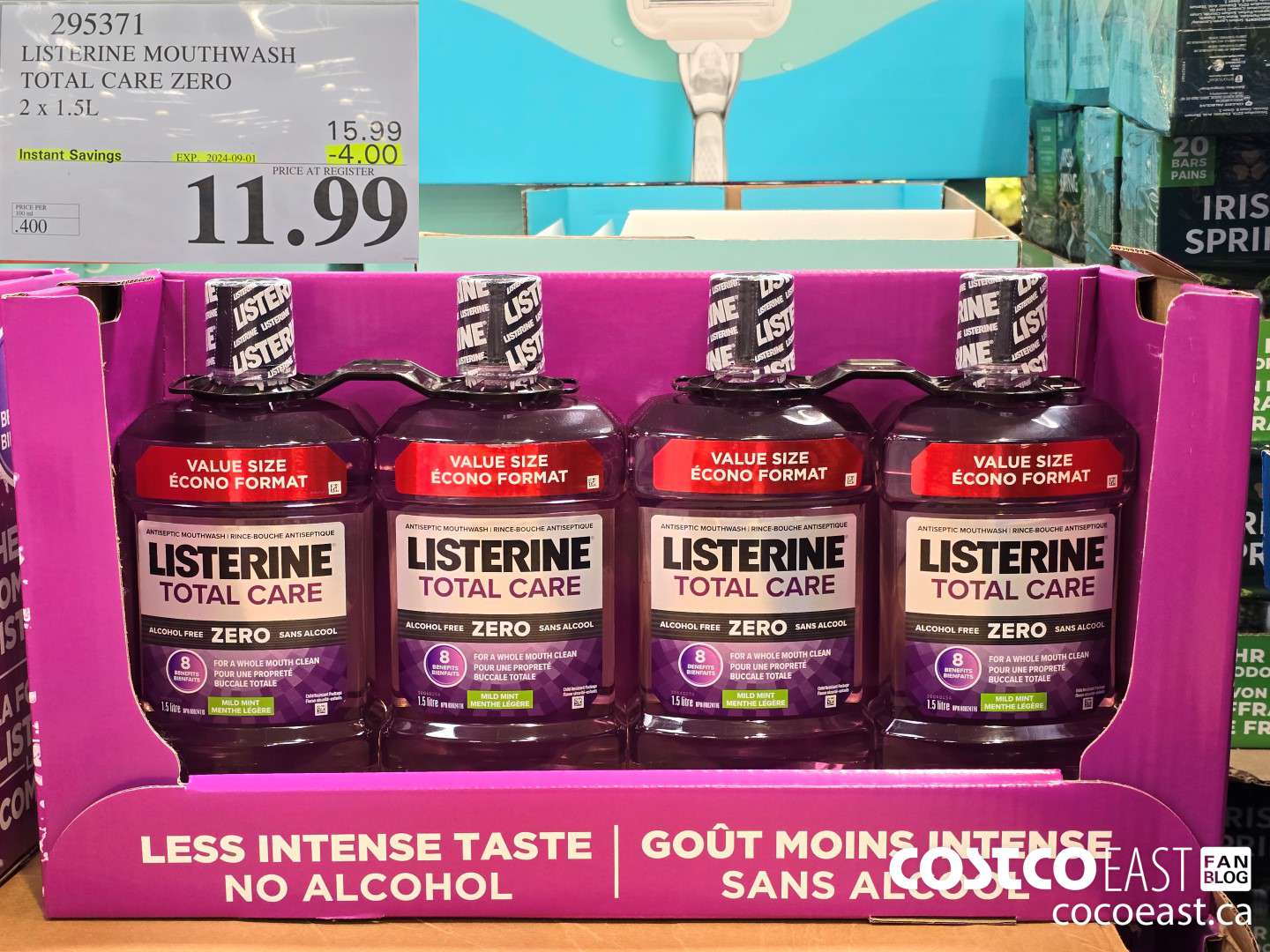 295371 LISTERINE MOUTHWASH TOTAL CARE ZERO 2 X 1.5L ($4.00 INSTANT SAVINGS EXPIRES ON 2024-09-01) $11.99