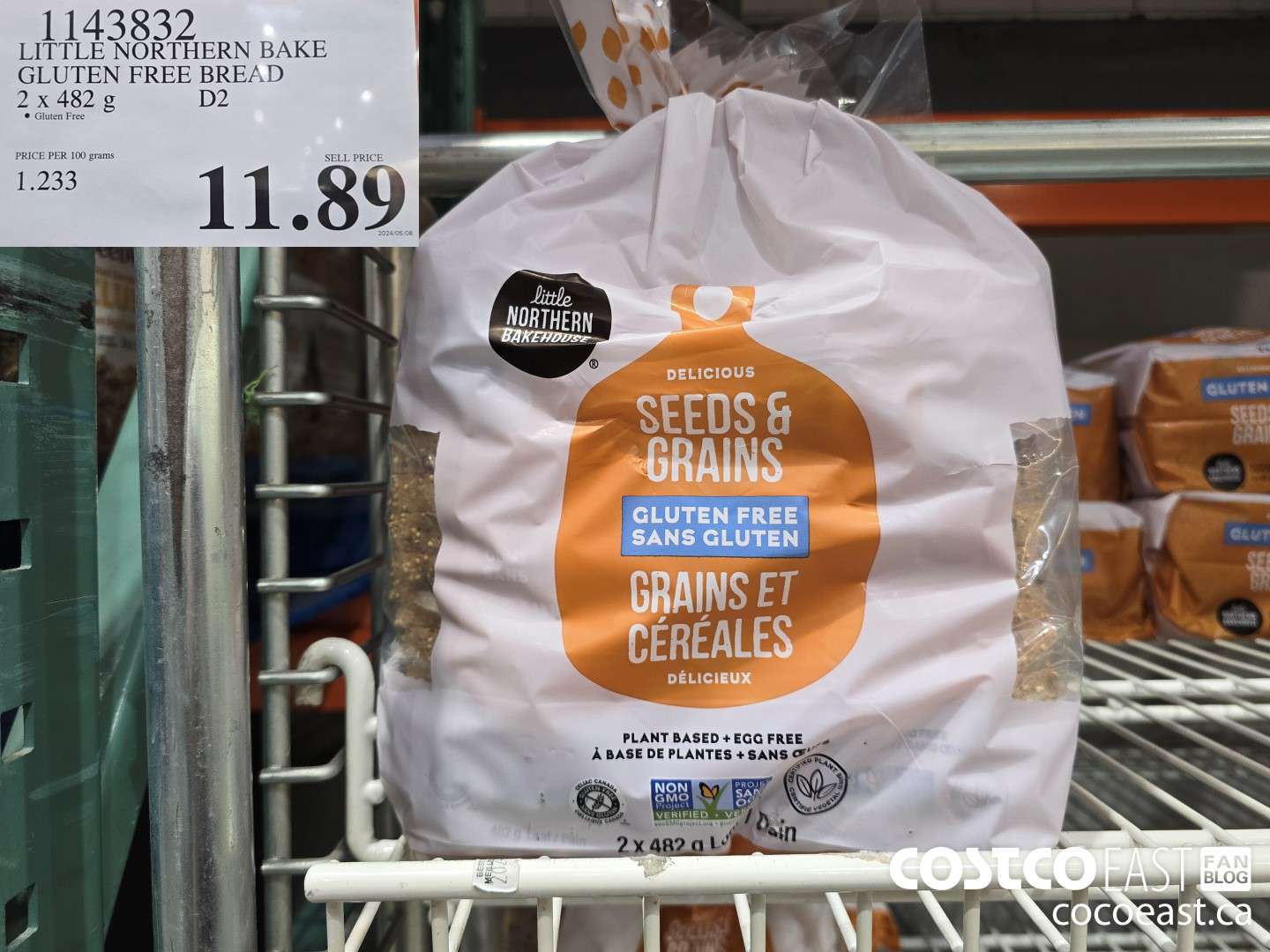 1143832 LITTLE NORTHERN BAKE GLUTEN FREE BREAD 2 x 482 g $11.89