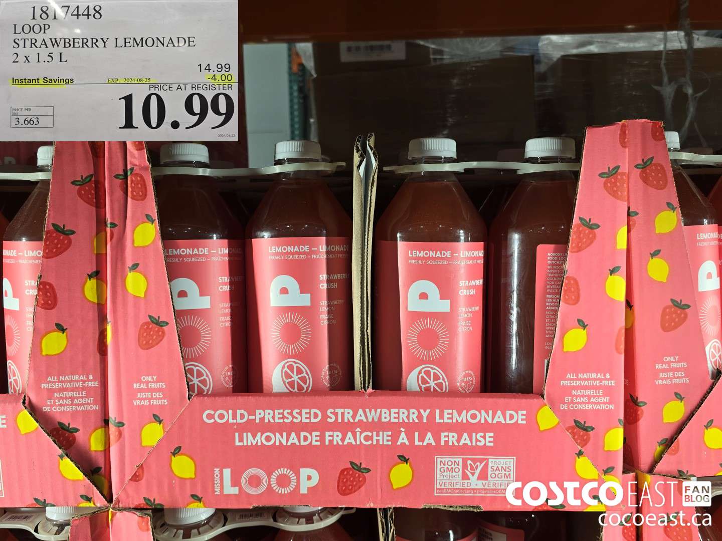 1817448 LOOP STRAWBERRY LEMONADE 2 x 1.5 L ($4.00 INSTANT SAVINGS EXPIRES ON 2024-08-25) $10.99