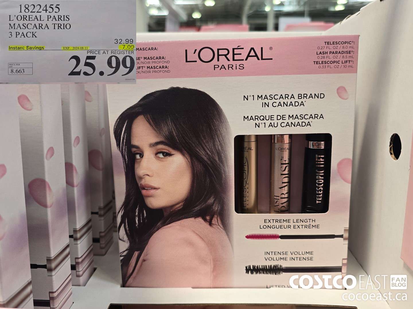 1822455 L'OREAL PARIS MASCARA TRIO 3 PACK ($7.00 INSTANT SAVINGS EXPIRES ON 2024-08-11) $25.99