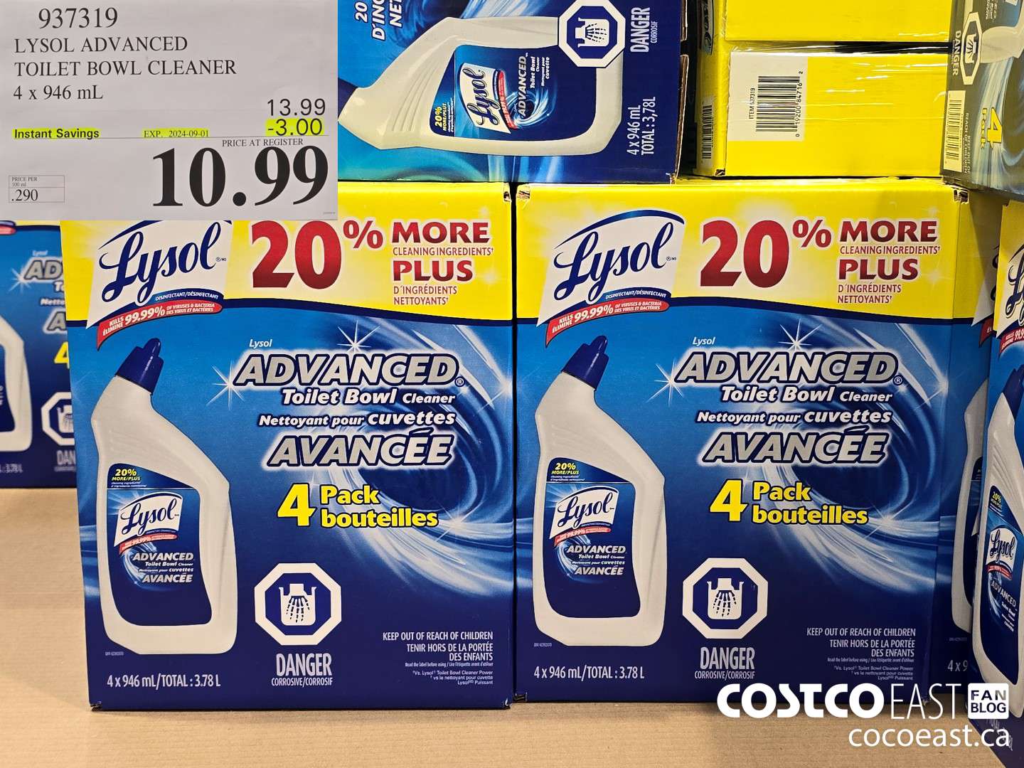 937319 LYSOL ADVANCED TOILET BOWL CLEANER 4 X 946 ML ($3.00 INSTANT SAVINGS EXPIRES ON 2024-09-01) $10.99