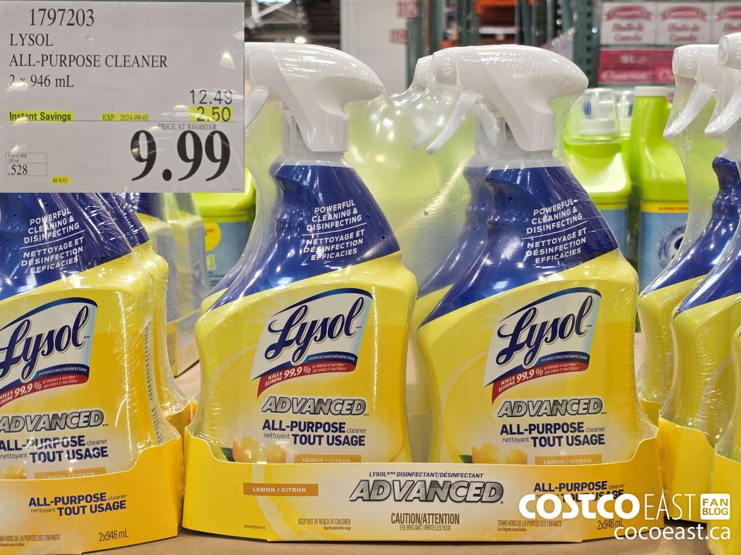 1797203 LYSOL ALL-PURPOSE CLEANER 2 x 946 mL ($2.50 INSTANT SAVINGS EXPIRES ON 2024-09-01) $9.99