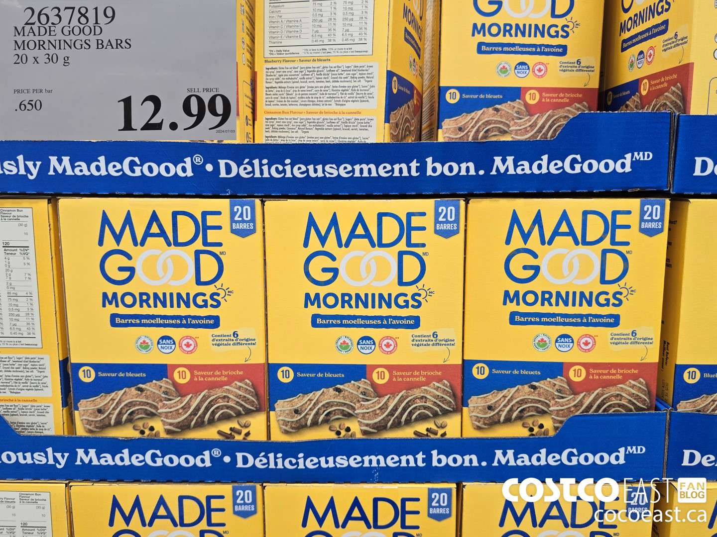 2637819 MADE GOOD MORNINGS BARS 20 x 30 g $12.99