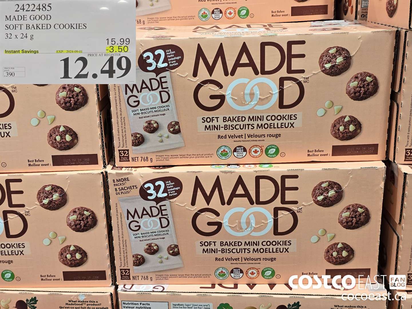 2422485 MADE GOOD SOFT BAKED COOKIES 32 x 24G ($3.50 INSTANT SAVINGS EXPIRES ON 2024-09-01) $12.49
