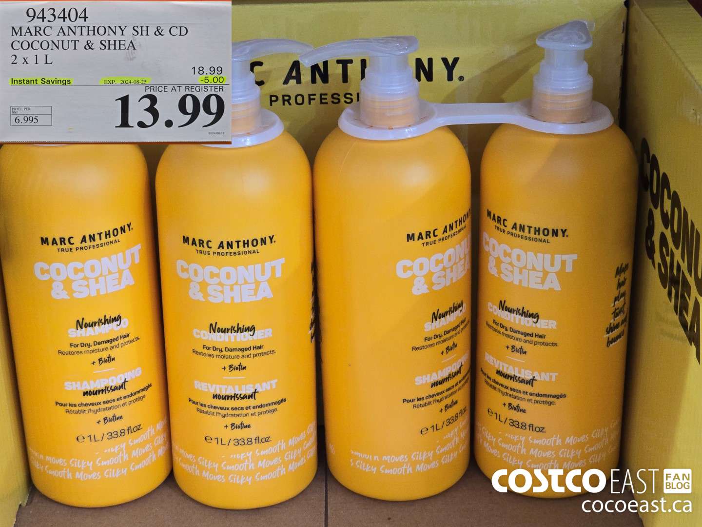 943404 MARC ANTHONY SH & CD COCONUT & SHEA 2 X 1L ($5.00 INSTANT SAVINGS EXPIRES ON 2024-08-25) $13.99