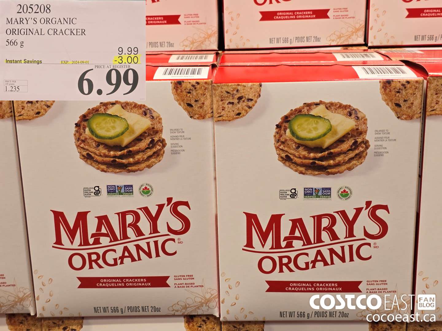 205208 MARY'S ORGANIC ORIGINAL CRACKER 566G ($3.00 INSTANT SAVINGS EXPIRES ON 2024-09-01) $6.99
