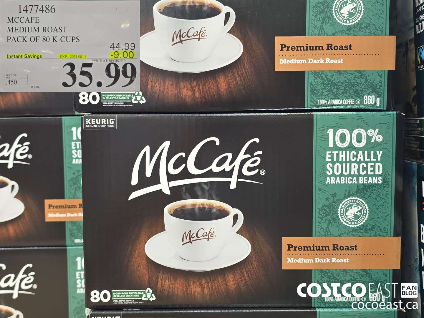 1477486 MCCAFE MEDIUM ROAST PACK OF 80 K-CUPS ($9.00 INSTANT SAVINGS EXPIRES ON 2024-08-11) $35.99