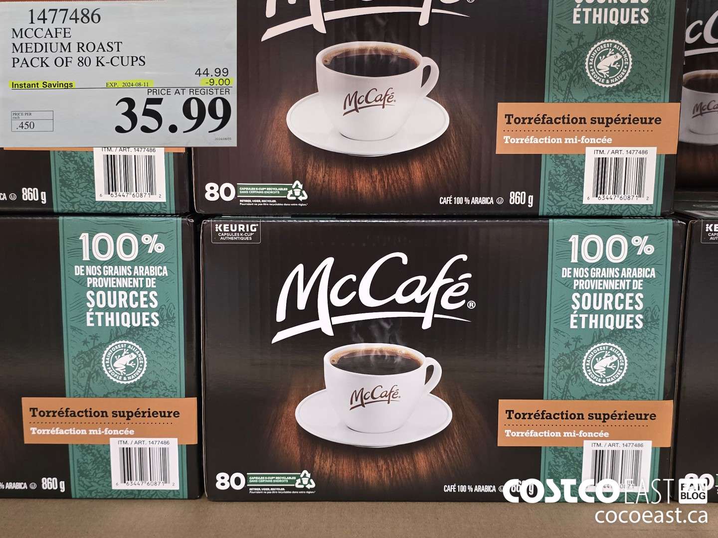 1477486 MCCAFE MEDIUM ROAST PACK OF 80 K-CUPS ($9.00 INSTANT SAVINGS EXPIRES ON 2024-08-11) $35.99